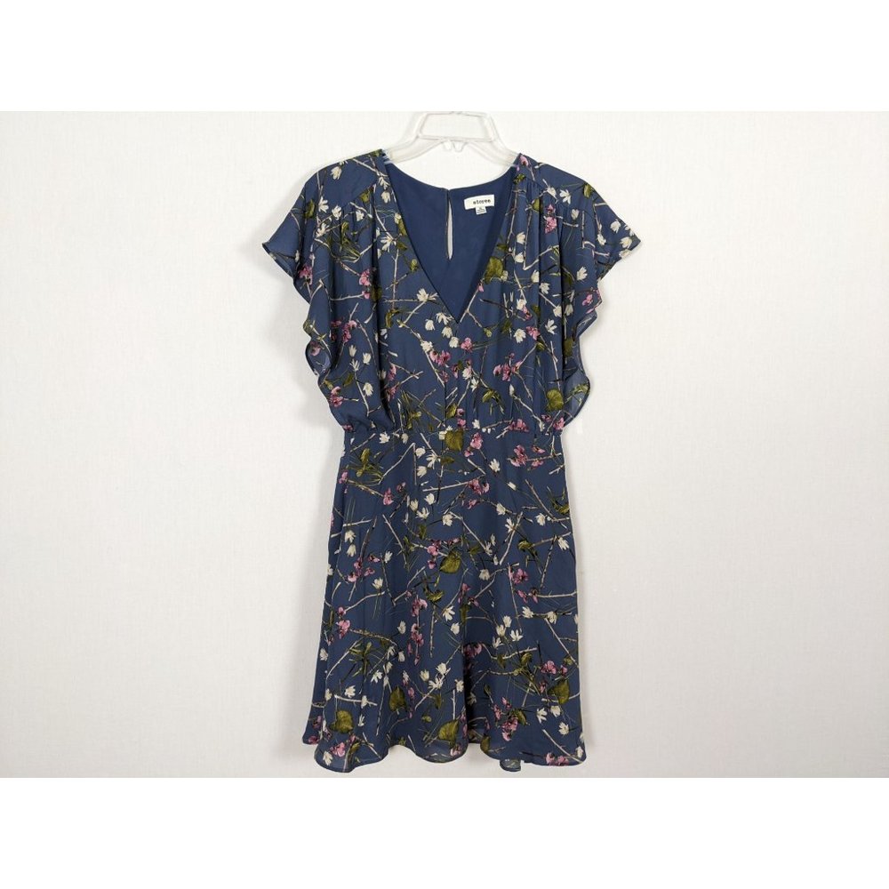 Storee‎ summer above knee low V neck floral ruffled sleeve dress sz M